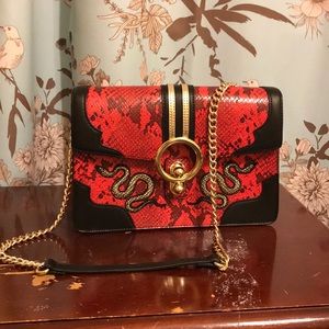 Express Red Snake Print Purse - EUC